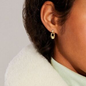 NEW Coach Signature Crystal Earrings Gold